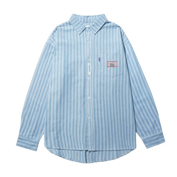 Pins Striped Denim Workshirt Blue