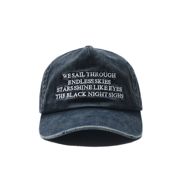 Caravan Distressed Strapback Cap Washed Blue