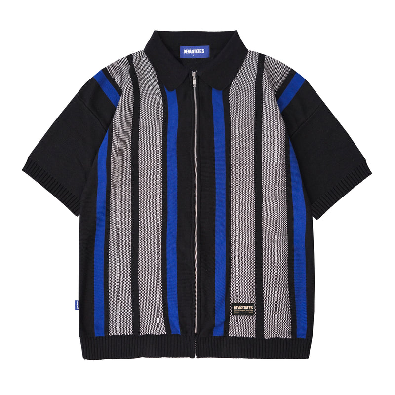 Junior Zip Knitted Polo - Black Multi