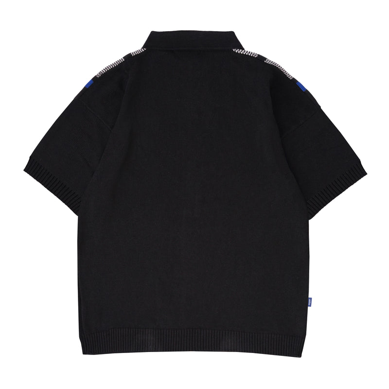 Junior Zip Knitted Polo - Black Multi