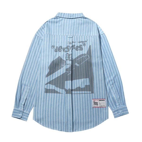 Pins Striped Denim Workshirt Blue