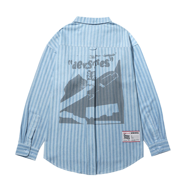 Pins Striped Denim Workshirt Blue