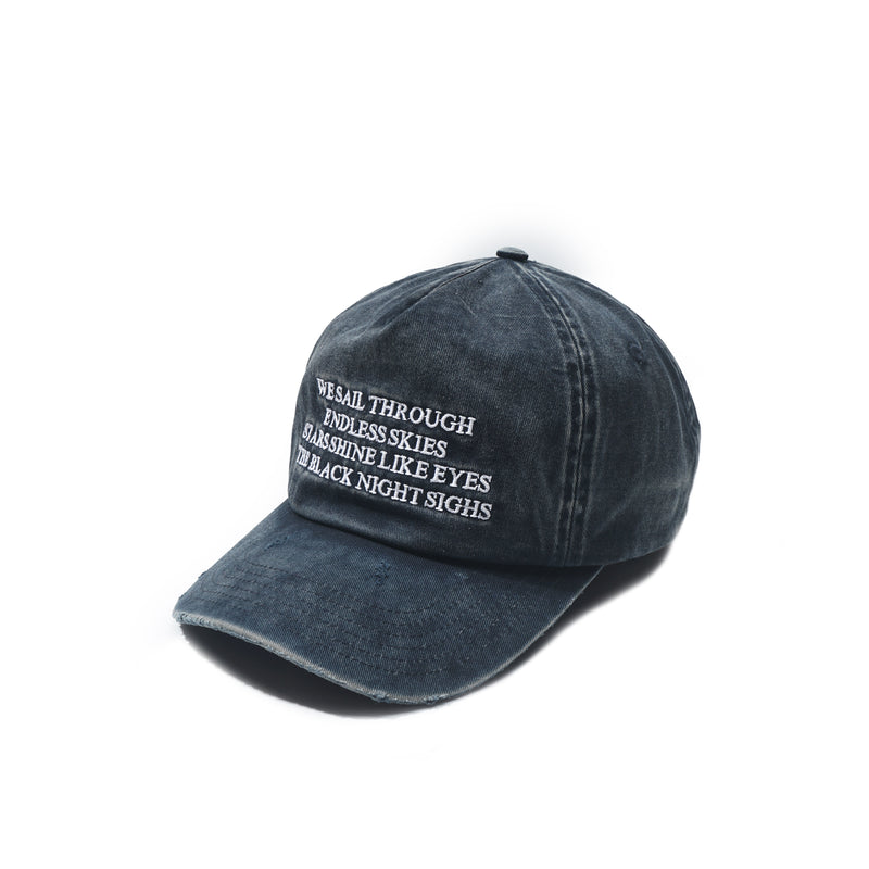 Caravan Distressed Strapback Cap Washed Blue