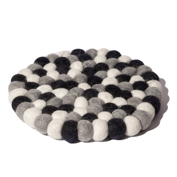 Round Wool Placemath Big Black White