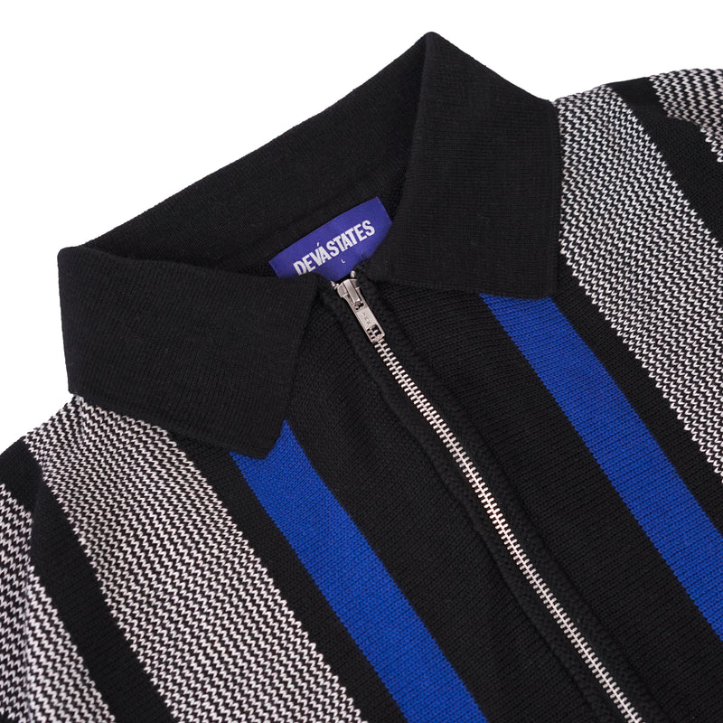 Junior Zip Knitted Polo - Black Multi