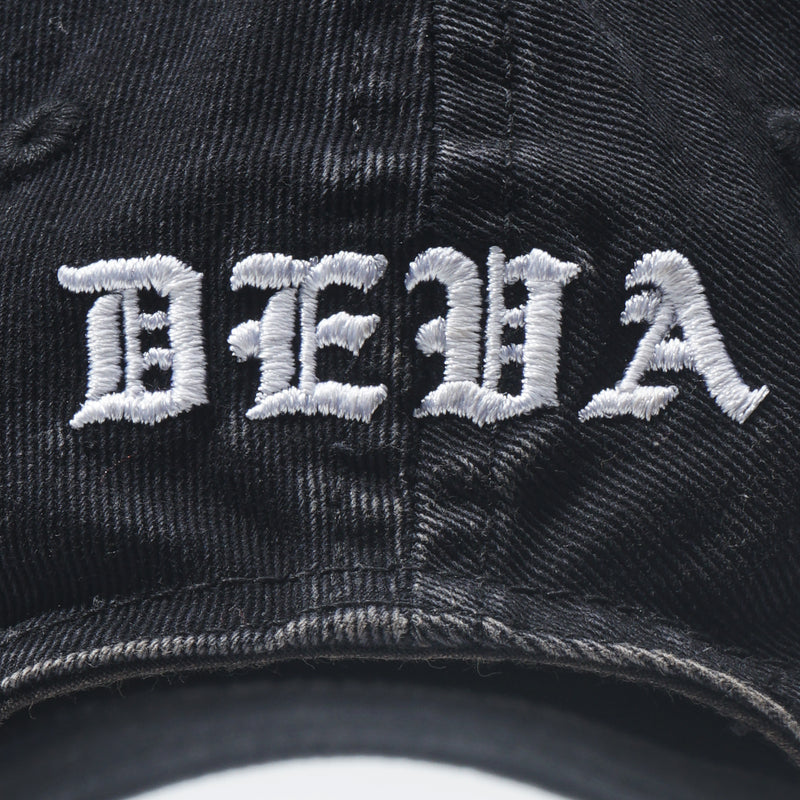 Cross Distressed Strapback Cap Washed Black