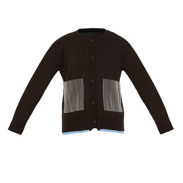 Cantare Round Neck Cardigan Brown