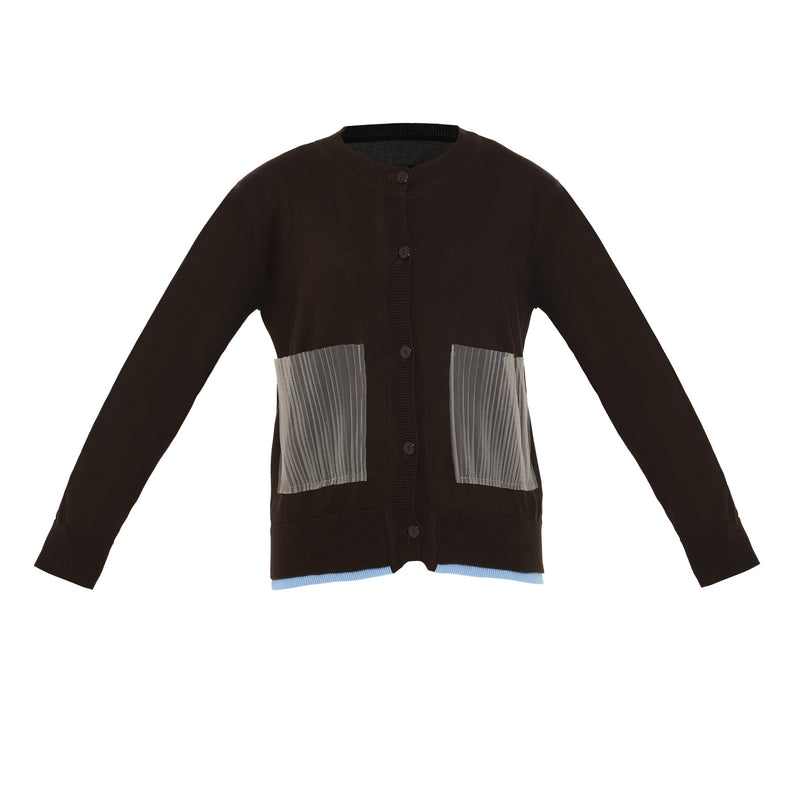 Cantare Round Neck Cardigan Brown