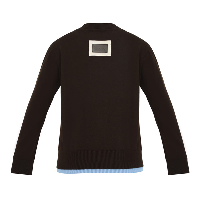 Cantare Round Neck Cardigan Brown