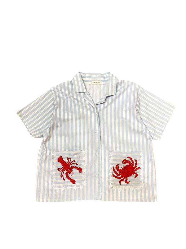 Carabi Relaxed Shirt New Blue Stipes