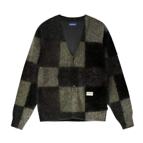 Checkers Mohair Cardigan Green