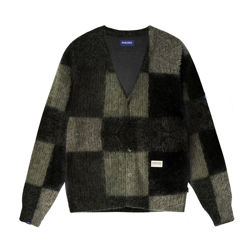 Checkers Mohair Cardigan Green