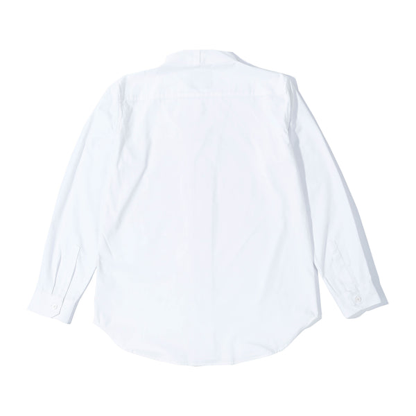 White Collarless Long Sleeves Shirt Part 1 With Visible Buttons