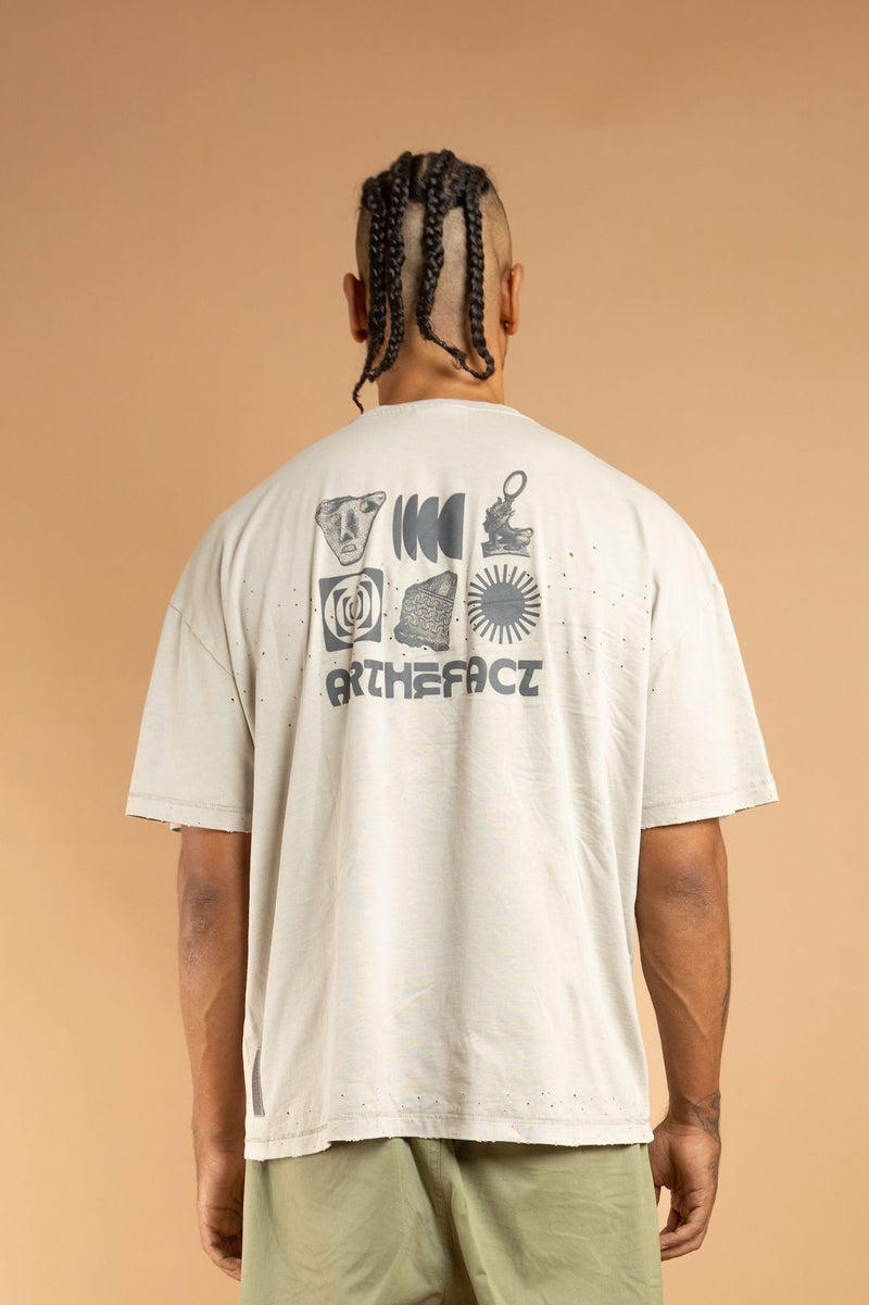 Raung Graphique T-Shirt - Arka - Moon Cream [PIGMENT DYED]