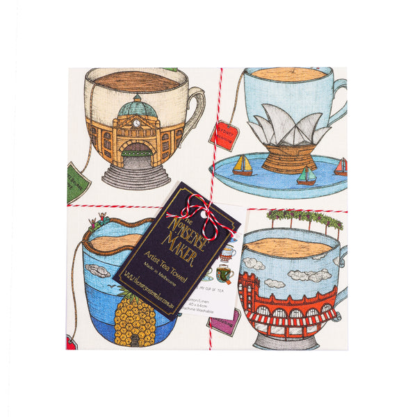 Aussie Teacup - Art Tea Towel