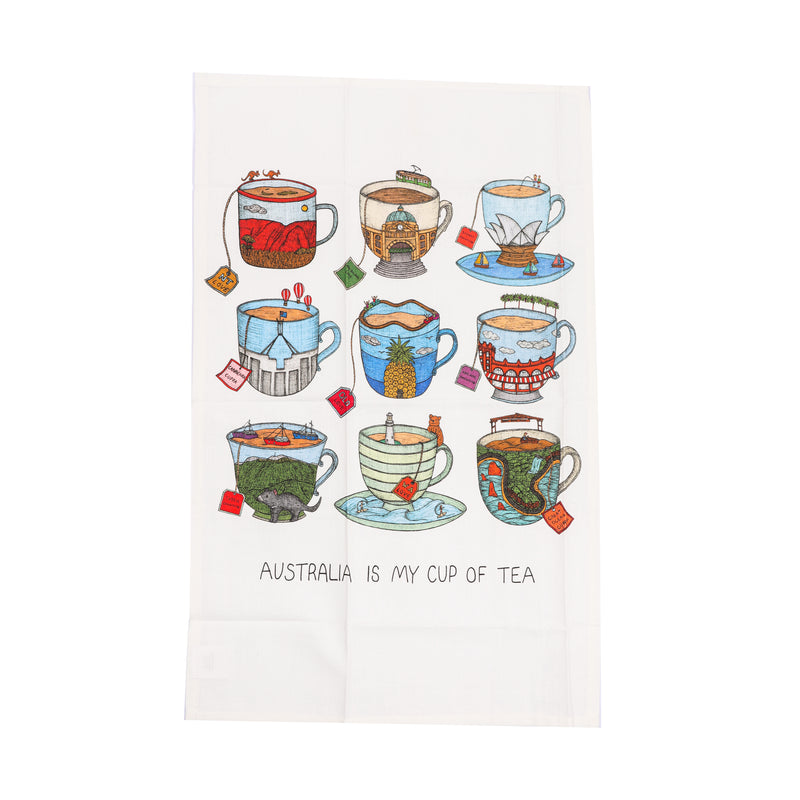 Aussie Teacup - Art Tea Towel