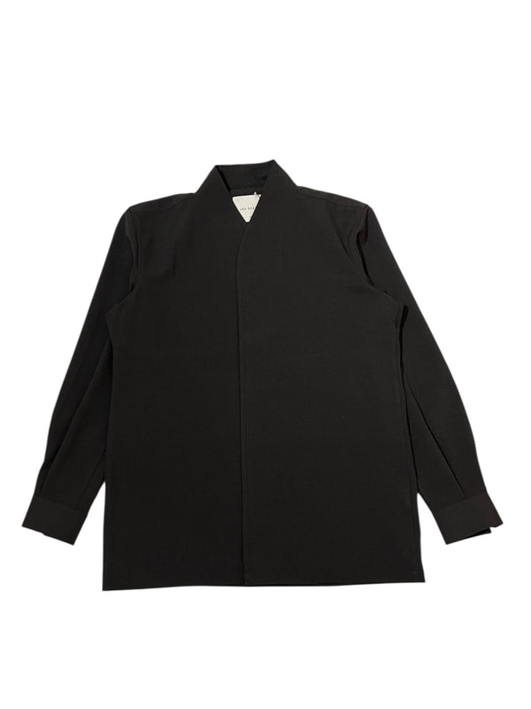 JS222 Black Collarless Double Placket Longsleeves TR
