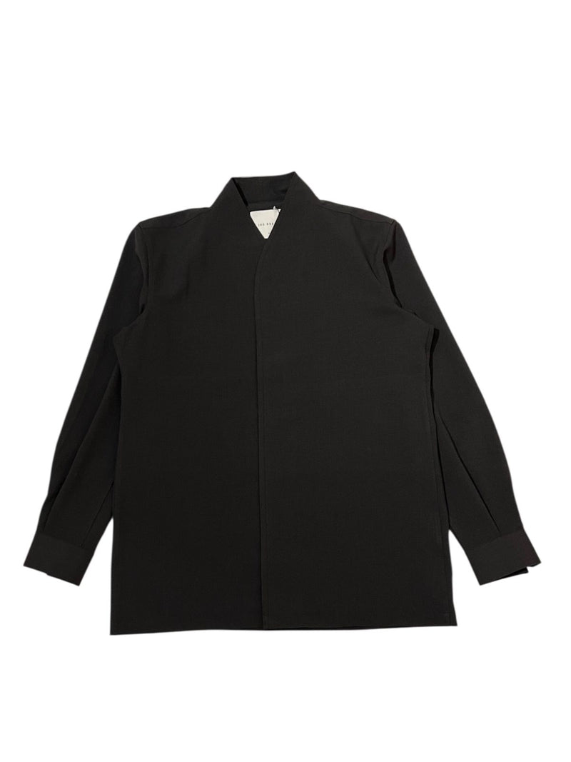 JS222 Black Collarless Double Placket Longsleeves TR