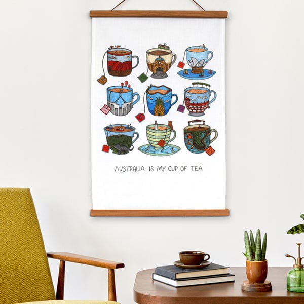 Aussie Teacup - Art Tea Towel