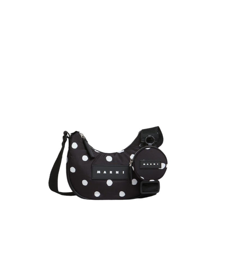 Black Polka-Dot Puff Hobo Small Bag