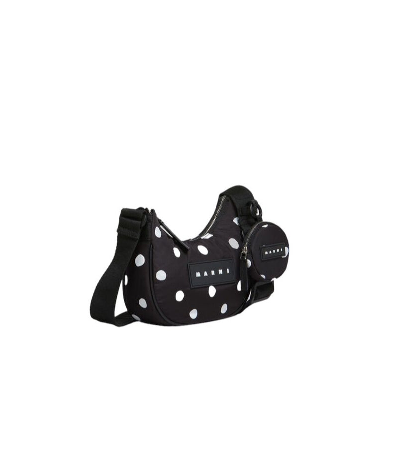 Black Polka-Dot Puff Hobo Small Bag