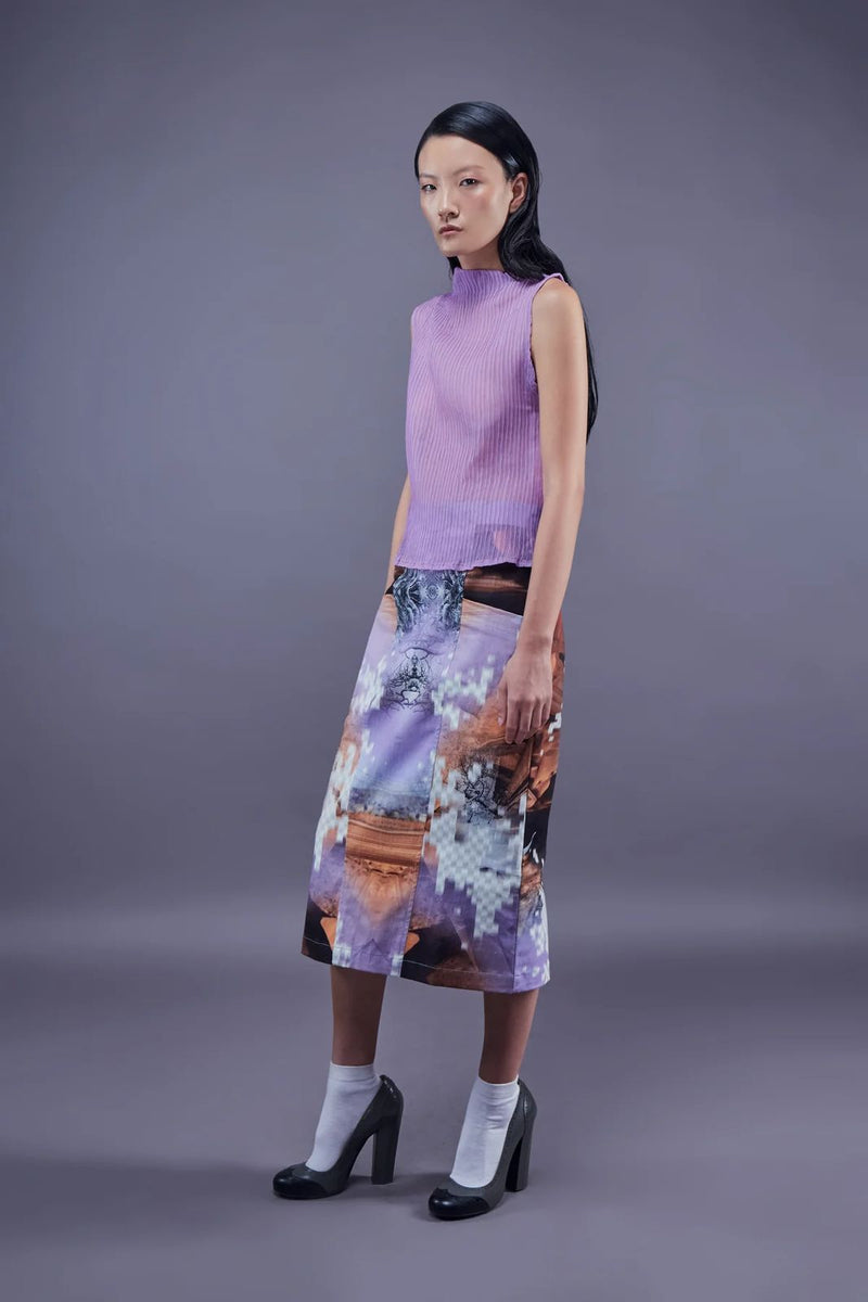 Mavis Purple Pleated Top