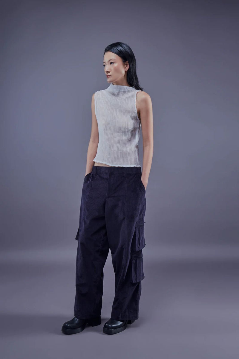 Mavis White Pleated Top