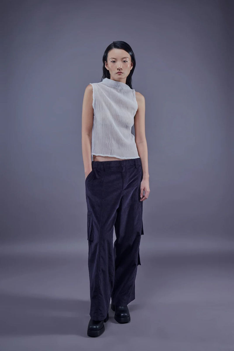 Mavis White Pleated Top