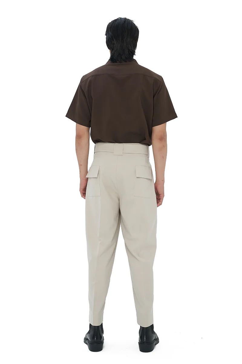 JS61 Beige Waistbandless Pants With Band