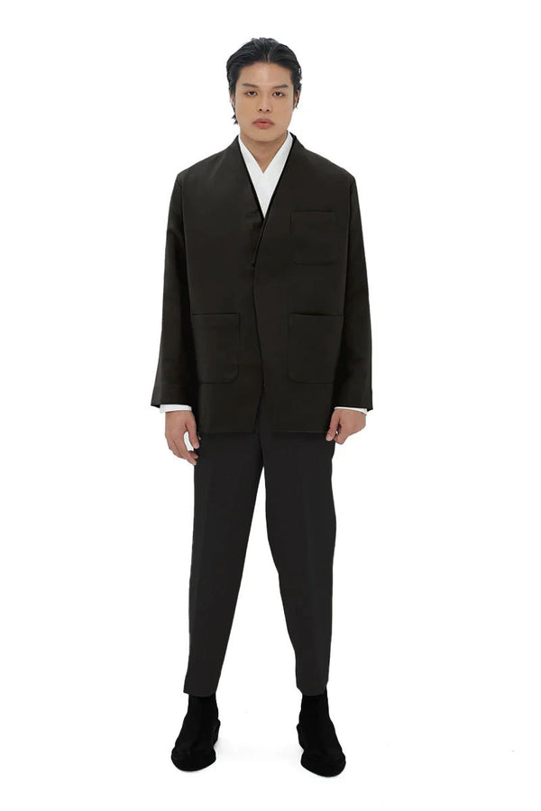 JR Black Collarless Outer With 3 Pocket