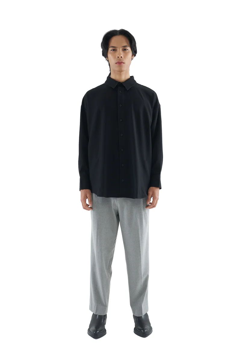 JS95 Navy Black Oversized Longsleeves Shirt