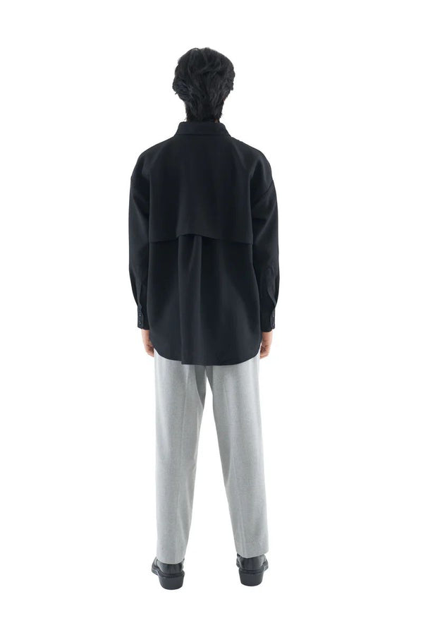 JS95 Navy Black Oversized Longsleeves Shirt