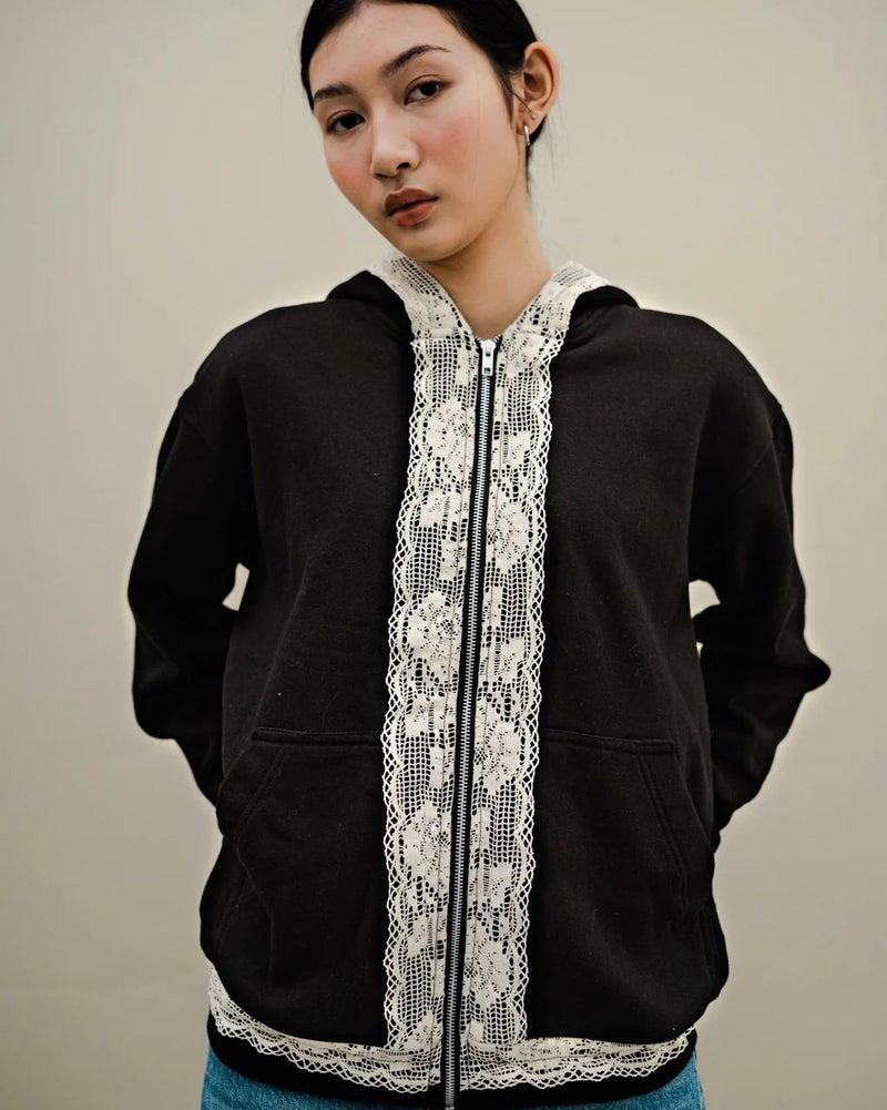 Dune Lace Hoodie Black Boy Size
