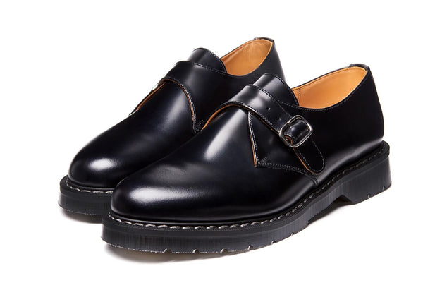 Solovair - Black Hi-Shine Buckle Monk Shoe