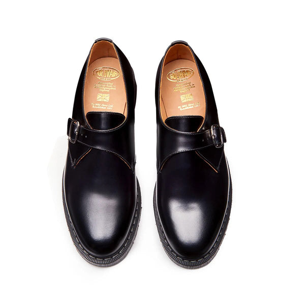 Solovair - Black Hi-Shine Buckle Monk Shoe