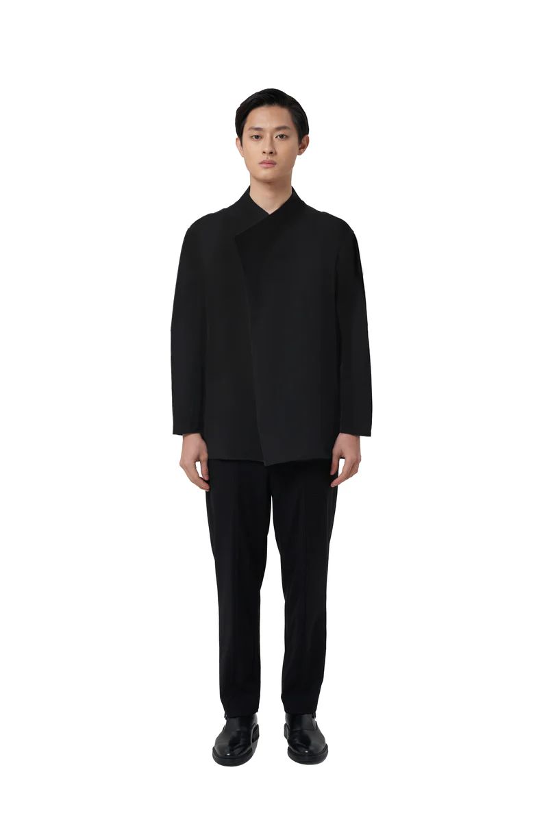 JR156 Black Half Opening Collarless Longsleeves