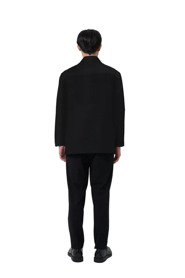 JR156 Black Half Opening Collarless Longsleeves
