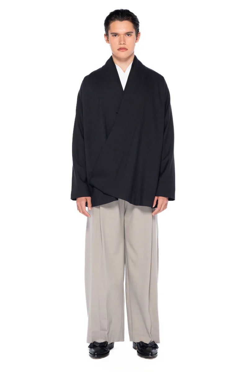 JR172 Dark Grey Black Wrapped Kimono Jacket PM