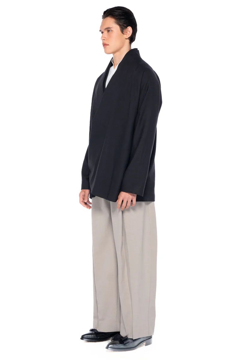 JR172 Dark Grey Black Wrapped Kimono Jacket PM