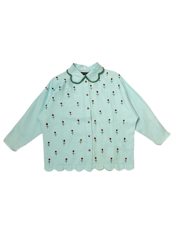 Du Jour Flower In The Graden Blue Green - Long
