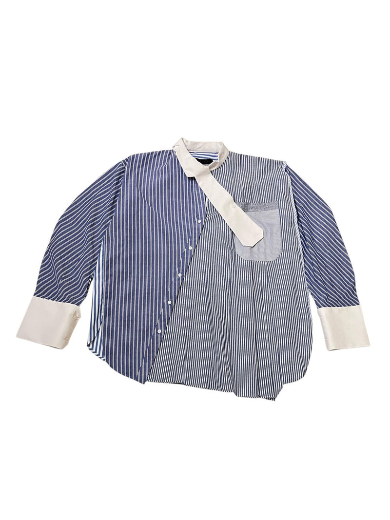 Meeya Asymmetric Shirt Blue Stripe