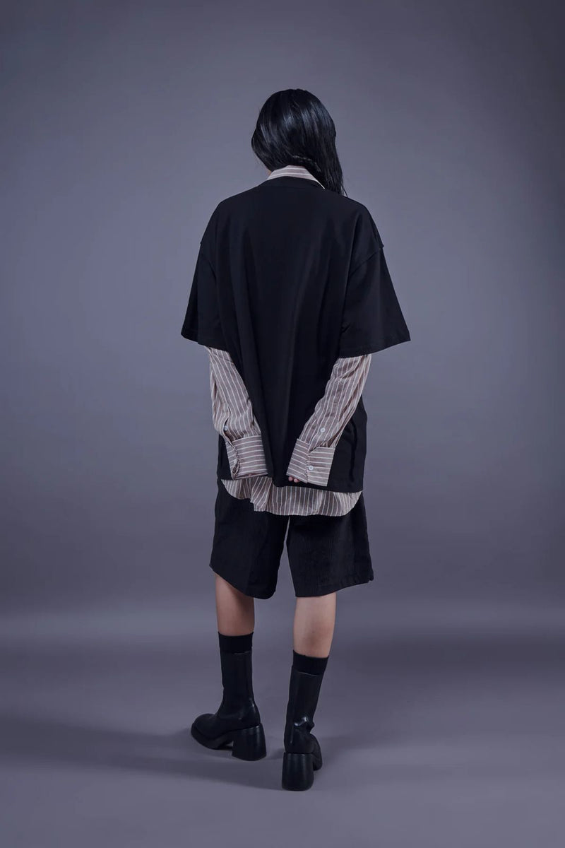 Magna Layer Tee - Brown Striped Shirt