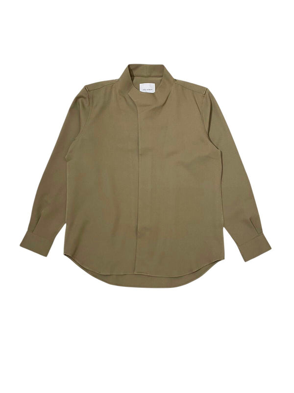 JS169 Dusty Olive Collarless Overlap Longsleeves