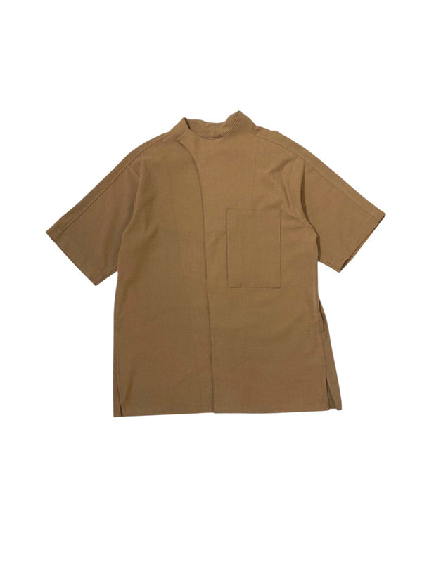 JS233 Camel Collarless Overlap Oversized With Pocket SS EF