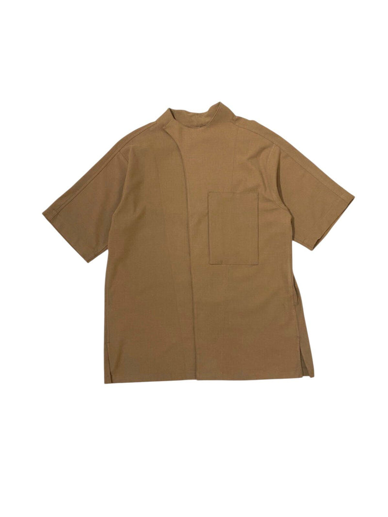 JS233 Camel Collarless Overlap Oversized With Pocket SS EF