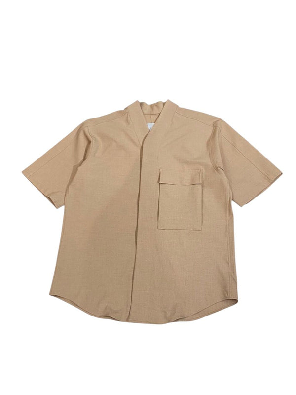 JS171 Light Brown Collarless Oversized Part 5 With Pocket SS EF