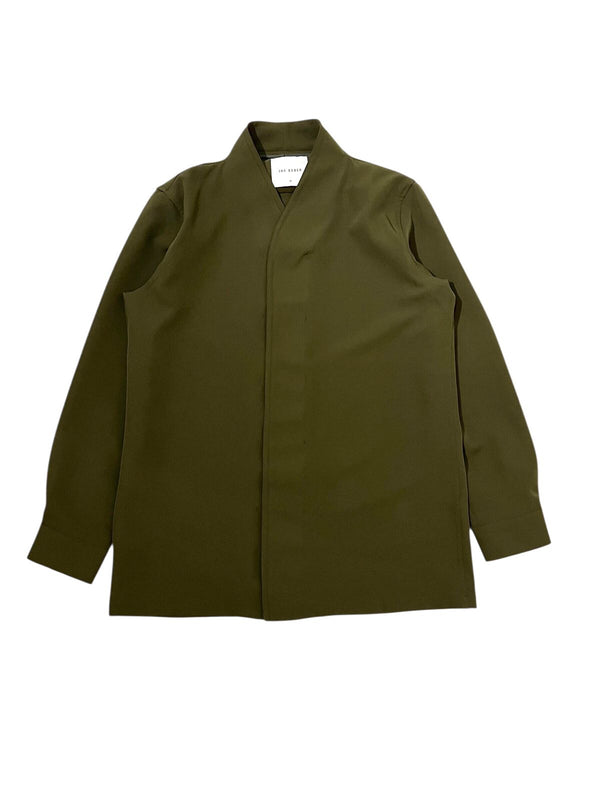 JR178 Dark Olive Green Collarless Part 5 With Double Placket Button Longsleeves