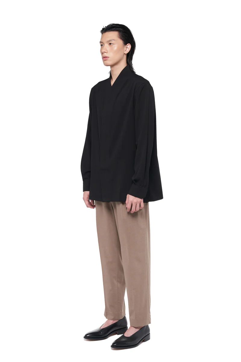 JS224 Black Collarless Part 1 Longsleeves With Double Placket Detail PM