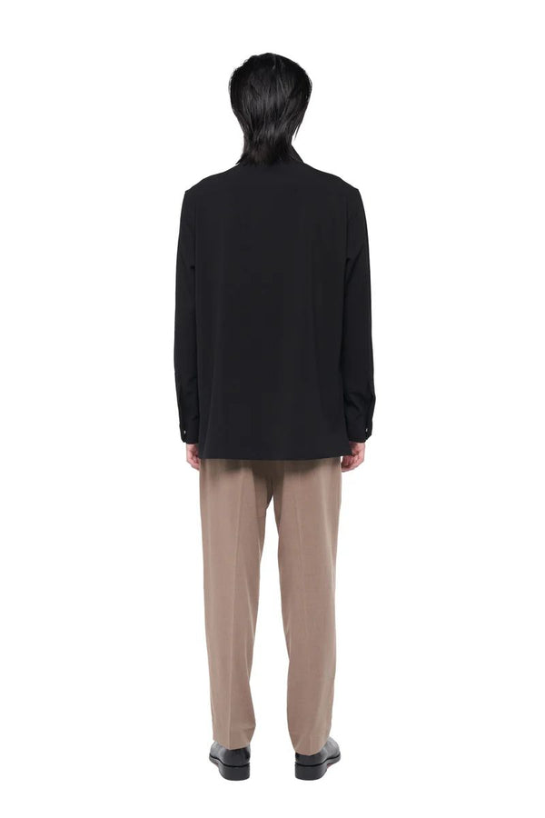 JS224 Black Collarless Part 1 Longsleeves With Double Placket Detail PM