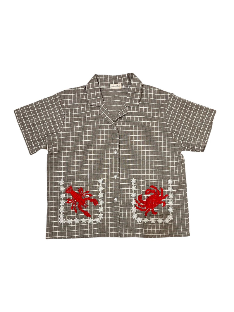 Carabi Embroidery Shortsleeve Shirt Brown